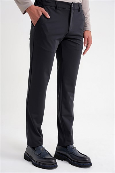 Comfort Fit Rahat Kalıp Yan Cepli Esnek Pamuklu Siyah Pantolon P 1207