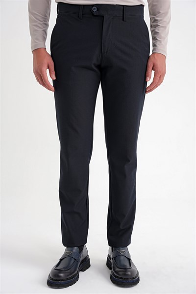 Comfort Fit Rahat Kalıp Yan Cepli Esnek Pamuklu Düz Lacivert Pantolon P 1201