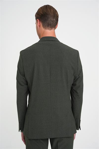 Comfort Fit Torba Cep Çift Yırtmaç Esnek Dokulu Pamuk Yeşil Spor Ceket C 713