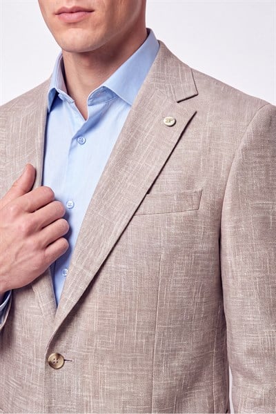 Comfort Fit Torba Cep Esnek Pamuklu Camel Blazer Ceket C 740
