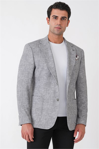 Comfort Fit Torba Cep Esnek Pamuklu Nefti Blazer Ceket C 740