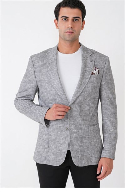 Comfort Fit Torba Cep Esnek Pamuklu Nefti Blazer Ceket C 740