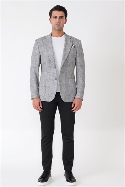 Comfort Fit Torba Cep Esnek Pamuklu Nefti Blazer Ceket C 740