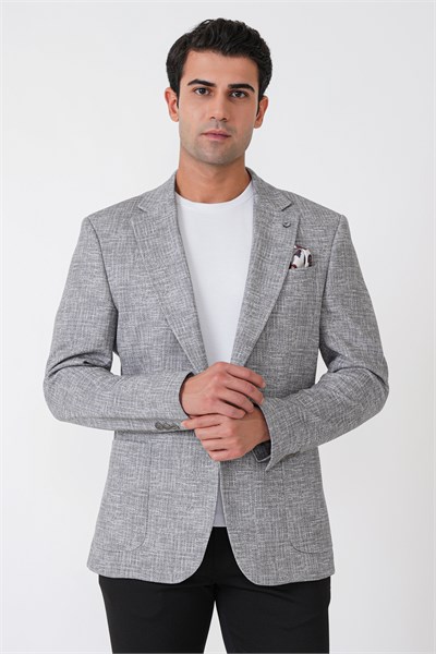Comfort Fit Torba Cep Esnek Pamuklu Nefti Blazer Ceket C 740