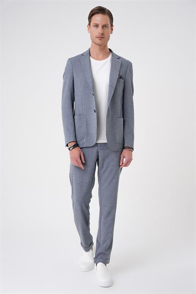 Comfort Fit Torba Cep Gofre Kumaş Koyu Gri Blazer Ceket C 679