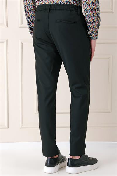Comfort Fit Yan Cep Beli Lastikli Esnek Pamuk Siyah Jogger Pantolon P 1143