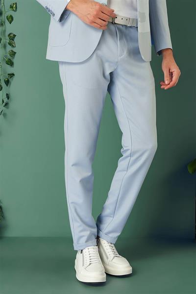 Comfort Fit Yan Cep Beli Lastikli Esnek Pamuk Mavi Jogger Pantolon P 1143