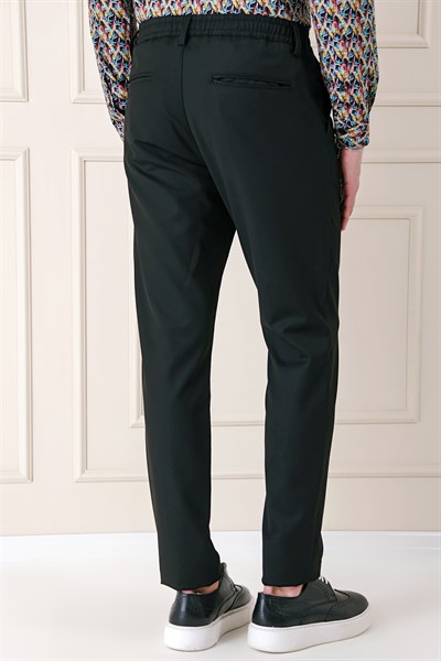 Comfort Fit Yan Cep Beli Lastikli Esnek Pamuk Siyah Jogger Pantolon P 1143