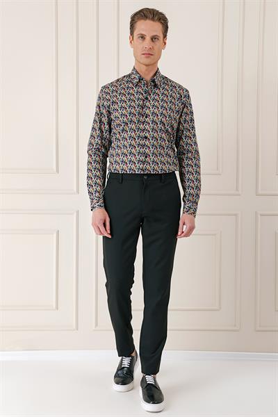 Comfort Fit Yan Cep Beli Lastikli Esnek Pamuk Siyah Jogger Pantolon P 1143