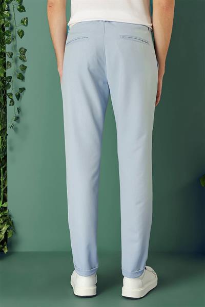 Comfort Fit Yan Cep Beli Lastikli Esnek Pamuk Mavi Jogger Pantolon P 1143
