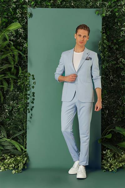 Comfort Fit Yan Cep Beli Lastikli Esnek Pamuk Mavi Jogger Pantolon P 1143