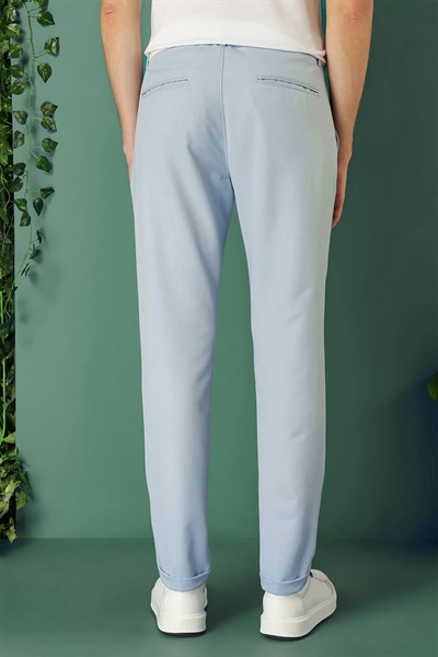 Comfort Fit Yan Cep Beli Lastikli Esnek Pamuk Mavi Jogger Pantolon P 1143