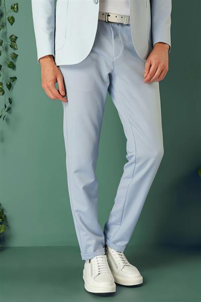 Comfort Fit Yan Cep Beli Lastikli Esnek Pamuk Mavi Jogger Pantolon P 1143