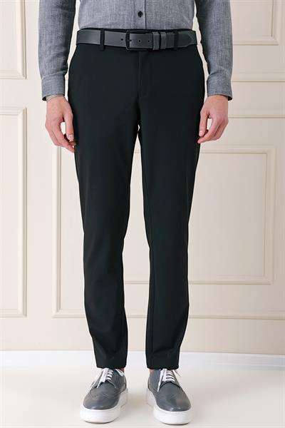 Comfort Fit Yan Cep Pamuk Gabardin Casual Siyah Pantolon P 1146