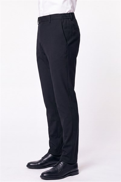 Comfort Fit Yan Cepli Beli Lastikli Esnek Pamuk Siyah Jogger Pantolon P 1223