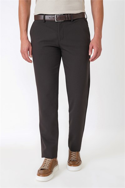 Comfort Fit Yan Cepli Esnek Pamuklu Kahverengi Pantolon P 1234