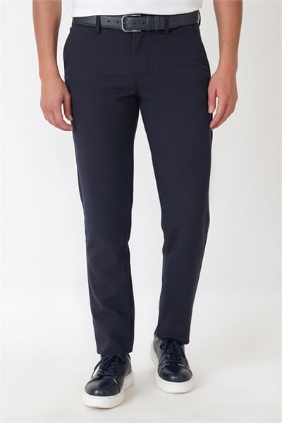 Comfort Fit Yan Cepli Esnek Pamuklu Lacivert Pantolon P 1234