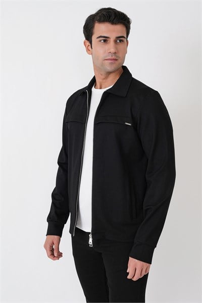 Comfort Fit Yan Cepli Fermuarlı Siyah Mont MT 185