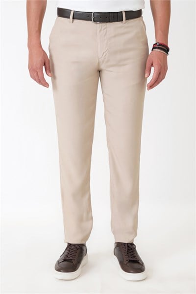 Comfort Fit Yan Cepli Pamuklu Bej Pantolon P 1225