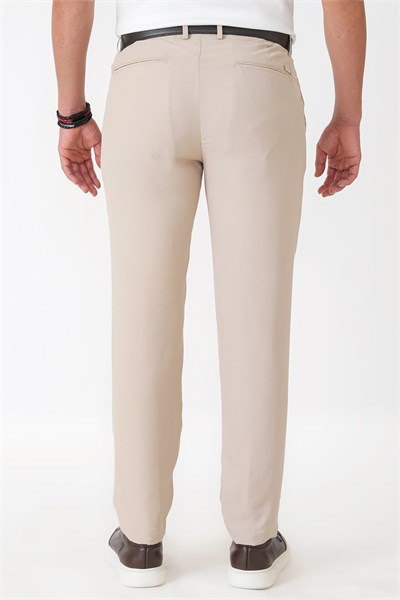 Comfort Fit Yan Cepli Pamuklu Bej Pantolon P 1225