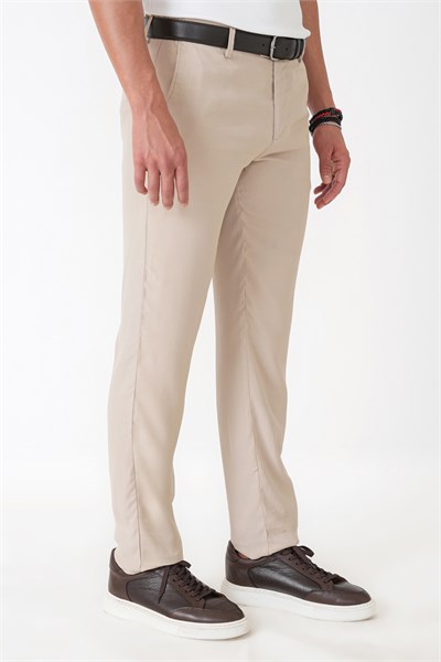 Comfort Fit Yan Cepli Pamuklu Bej Pantolon P 1225