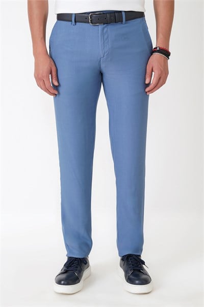 Comfort Fit Yan Cepli Pamuklu İndigo Pantolon P 1225