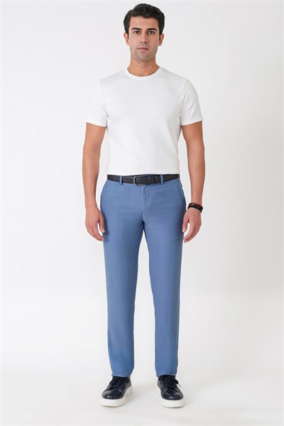 Comfort Fit Yan Cepli Pamuklu İndigo Pantolon P 1225