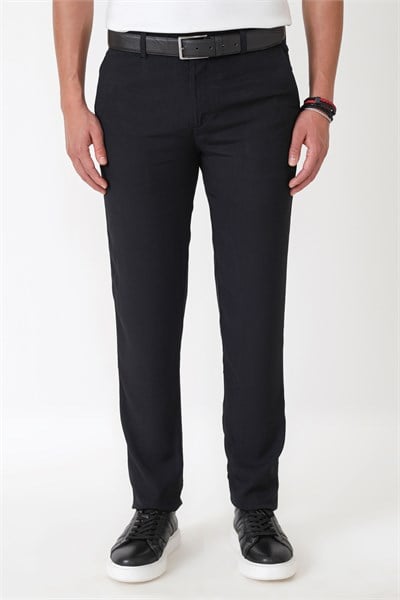 Comfort Fit Yan Cepli Pamuklu Siyah Pantolon P 1225