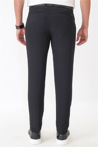Comfort Fit Yan Cepli Pamuklu Siyah Pantolon P 1225