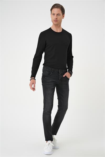 Denim 130 Slim Fit Beş Cepli Likralı Yıkamalı Siyah Jean Pantolon