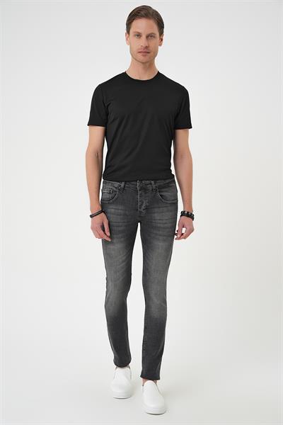 Denim 132 Slim Fit Beş Cepli Likralı Yıkamalı Antrasit Jean Pantolon