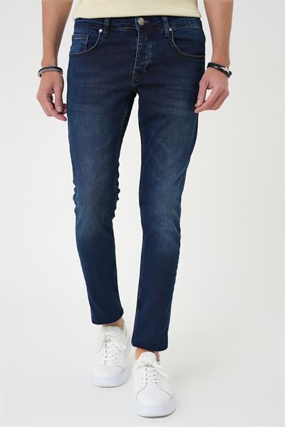 Denim 133 Slim Fit Beş Cepli Likralı Yıkamalı Koyu Mavi Jean Pantolon