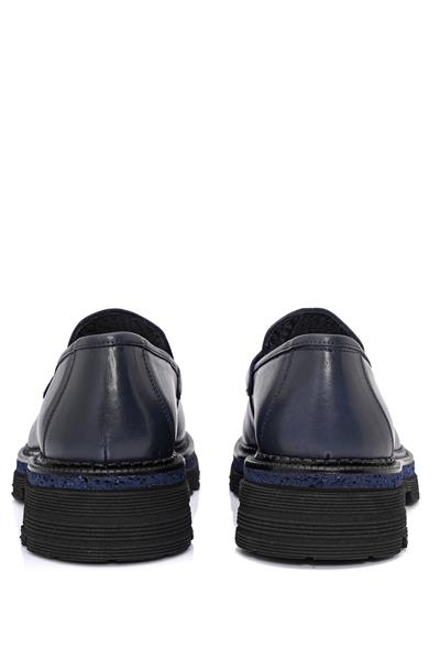 Deri Kalın Tabanlı Lacivert Loafer Ayakkabı 2025-2