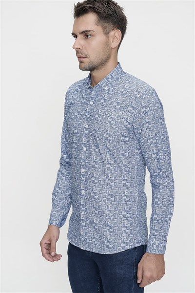 G 1465 Slim Fit Lacivert Spor Gömlek