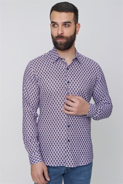 G 1487 Slim Fit Lacivert Spor Gömlek