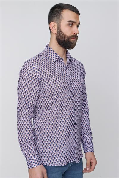 G 1487 Slim Fit Lacivert Spor Gömlek