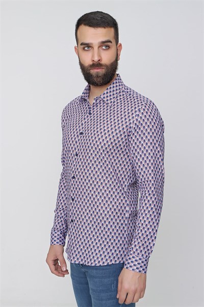 G 1487 Slim Fit Lacivert Spor Gömlek