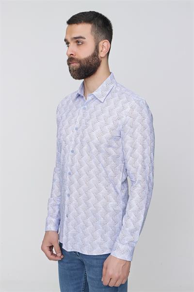 G 1488 Slim Fit Mavi Spor Gömlek