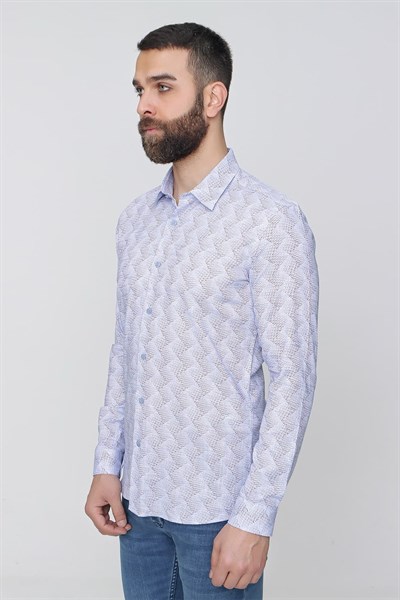 G 1488 Slim Fit Mavi Spor Gömlek