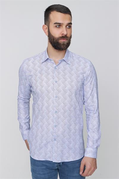G 1488 Slim Fit Mavi Spor Gömlek