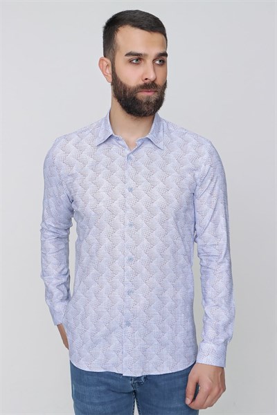 G 1488 Slim Fit Mavi Spor Gömlek