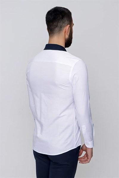 G 1491 Slim Fit Beyaz Spor Gömlek