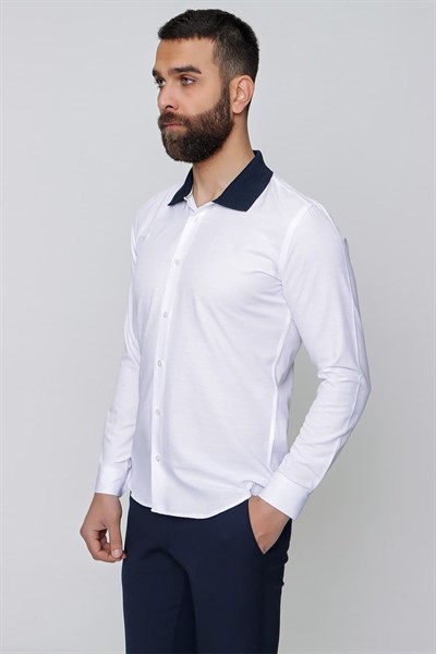 G 1491 Slim Fit Beyaz Spor Gömlek