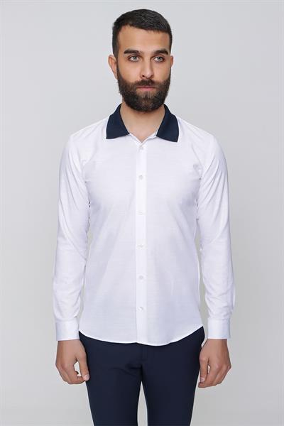 G 1491 Slim Fit Beyaz Spor Gömlek