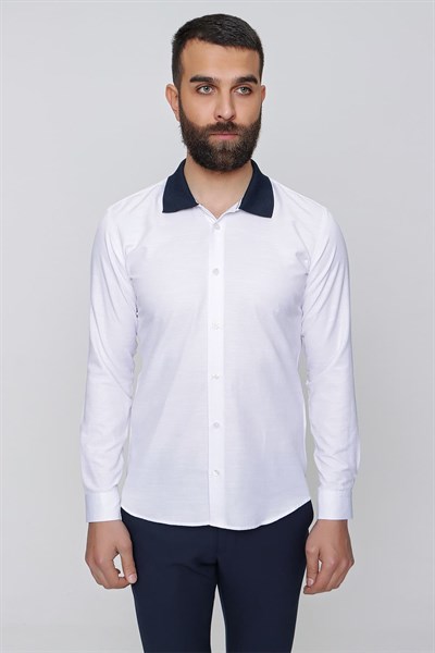 G 1491 Slim Fit Beyaz Spor Gömlek