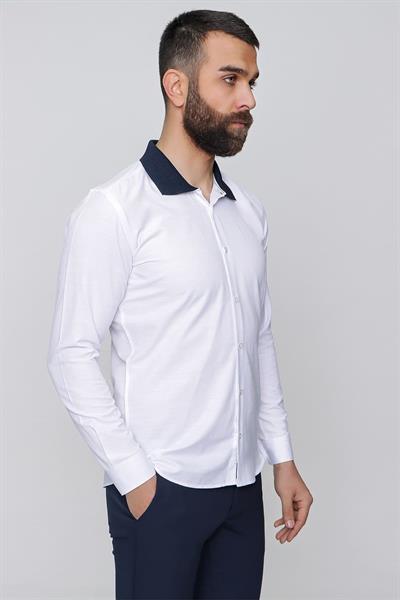 G 1491 Slim Fit Beyaz Spor Gömlek