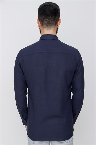 G 1497 Slim Fit Lacivert Spor Gömlek