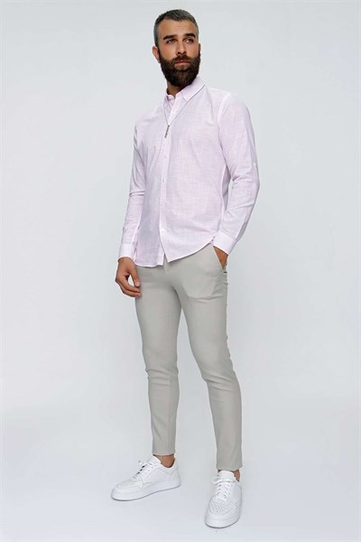 G 1513 Slim Fit Pembeyaz Spor Gömlek