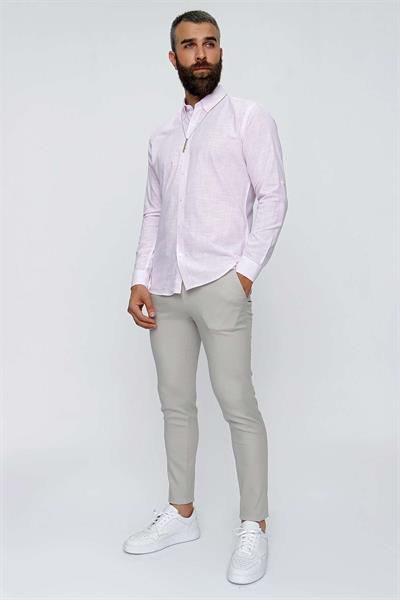 G 1513 Slim Fit Pembeyaz Spor Gömlek