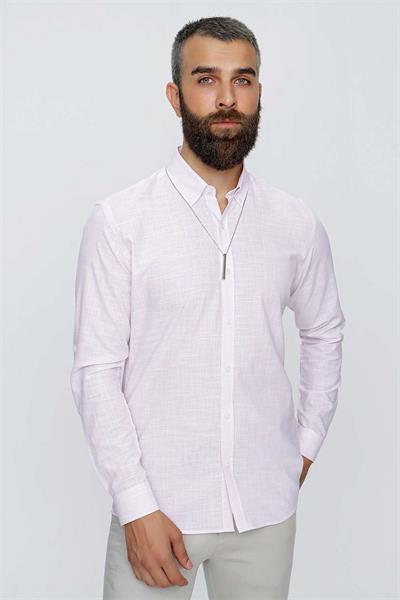 G 1513 Slim Fit Pembeyaz Spor Gömlek